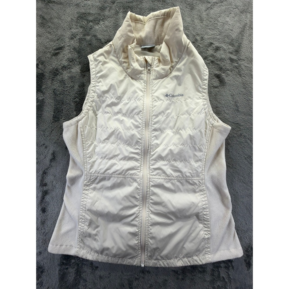 Columbia Womens Hybrid Puffer Fleece Vest Cream Off-White XK4715 Size Medium